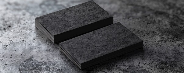 Poster - Two textured black business cards placed on a concrete surface