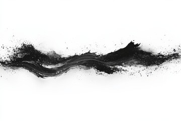 Poster - Abstract black ink splatter swirling across a white background creating a dynamic artistic effect