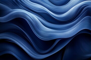Fototapete - Fluid blue waves forming dynamic patterns in a textile or abstract art composition
