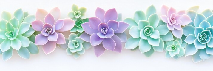 Sticker - Pastel succulents in faded jewel tones create a serene and calming display with soft purple and green hues and delicate textures in natural lighting