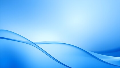 Wall Mural - This elegant abstract image features flowing, smooth blue wave patterns against a light blue gradient background.