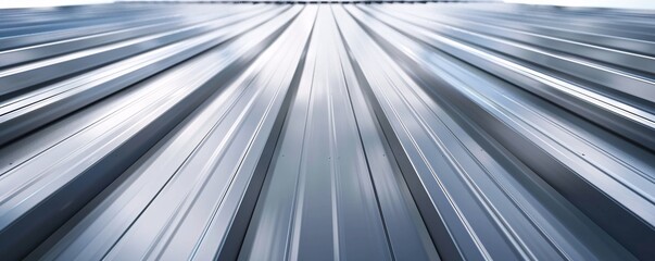 Aufkleber - Metallic roof with repeating lines creating a vanishing point effect