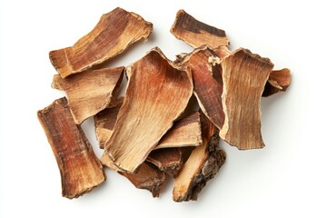 Wall Mural - Fresh cat's claw bark pieces, macro photography, earthy tones, herbal remedy