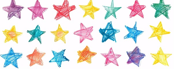 Aufkleber - Colorful hand drawn stars forming a pattern, ideal for backgrounds and creative projects