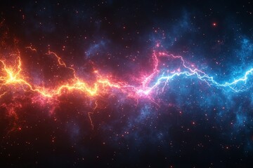 Wall Mural - stunning display of cosmic lightning illuminating the dark expanse of the universe with vibrant colo