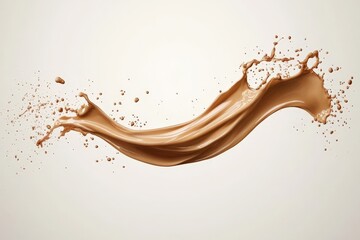 Poster - Smooth liquid splash in rich brown tone against a light background highlighting its flowing texture and dynamic motion