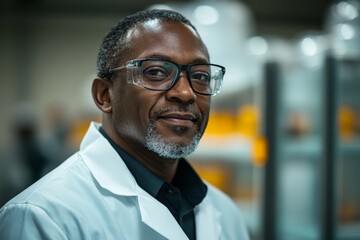 Aufkleber - Experienced scientist in lab coat working in a modern research facility