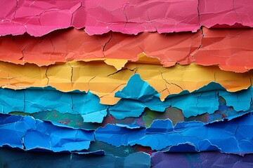 Poster - Abstract background created from torn colorful construction paper pieces