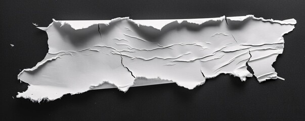 Poster - Ripped and wrinkled white paper poster on black background texture