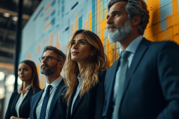 Leinwandbilder - Business professionals in formal attire engaged in strategic planning during a corporate meeting