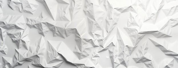 Fototapete - Abstract textured white, grey paper design. Crumpled, wrinkled paper creates unique pattern. Textured paper mockup evokes aged, vintage, grunge aesthetic. Blank surface ideal for design concepts as