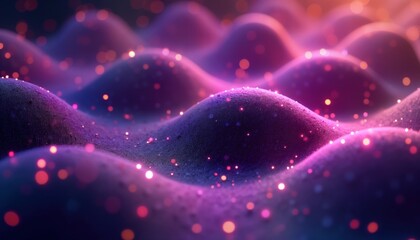Leinwandbilder - Abstract 3D purple background with glowing lights. Soft, smooth surface with shimmering patterns. Futuristic design with vibrant colors. Ideal for wallpaper graphic design projects. Suggests dreamy