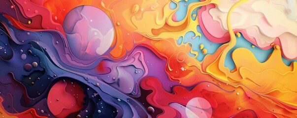 Poster - Colorful and fluid shapes in abstract background creating a dynamic and lively composition
