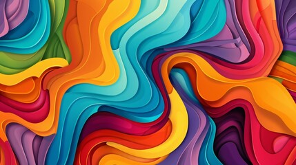 Fototapete - Modern graphic design featuring vibrant abstract wave shapes