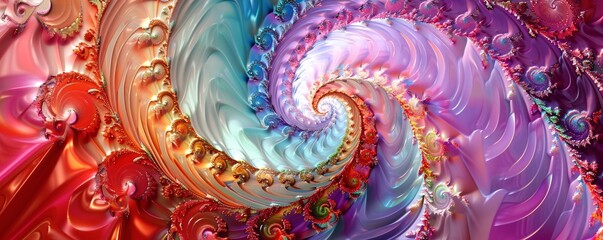 Aufkleber - Colorful spiral fractal generating rainbow colors in abstract background