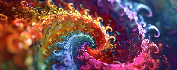 Aufkleber - Abstract spiral fractal pattern background with vibrant swirling shapes