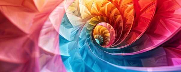 Fototapete - Abstract background with colorful swirl forming an endless tunnel