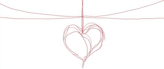 Wall Mural - A Valentine's card showcasing a minimalistic heart design in line art