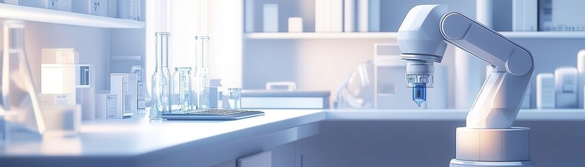 AI development flat design side view futuristic tech lab 3D render