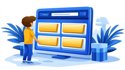 User Interface Design: A Person Interacting with a Modern Website Interface