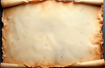 Leinwandbilder - Aged parchment paper texture background. Unrolled paper sheet displays vintage look. Natural tones. Paper surface shows signs of age and time. Perfect for backgrounds and design elements.