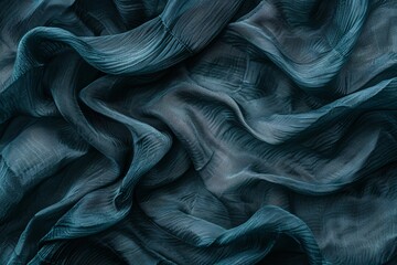 Poster - Abstract background of dark turquoise fabric with elegant wavy folds