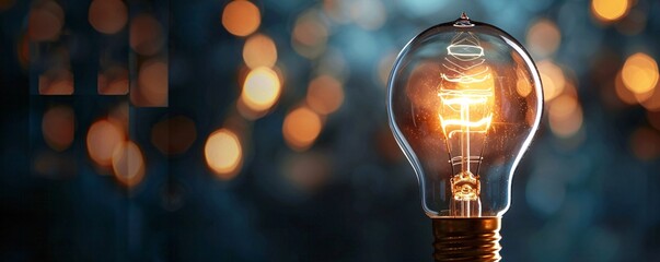 Leinwandbilder - Illuminated light bulb shines against a bokeh-filled background