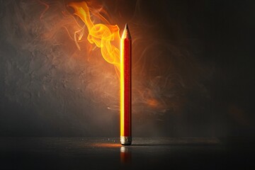 Aufkleber - Red pencil is burning with orange flames and smoke