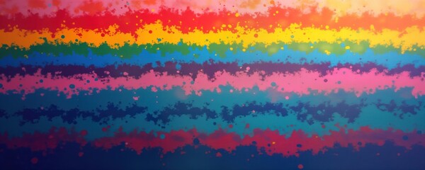 Poster - Colorful abstract art features horizontal rainbow stripes. Textured background with vibrant colors. Modern design with many colors. Stylish, creative artwork. Perfect for posters apparel website