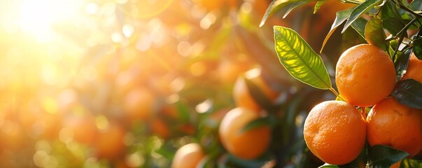 Poster - Sunset in the orchard: orange tree branch with fruit