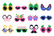 © Mykola Syvak - Colorful carnival eyeglasses for purim festival, funny party show goggles, masquerade accessory set