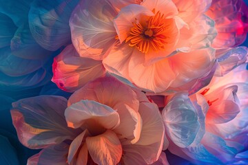 Aufkleber - The soft, pastel colors of delicate peony flowers create a stunning floral backdrop