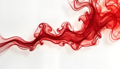 Leinwandbilder - Red smoke swirls in flowing patterns against white background. Abstract design with smooth curves, vibrant color. Design elements suitable for use as background for many purposes. Intriguing, dynamic.