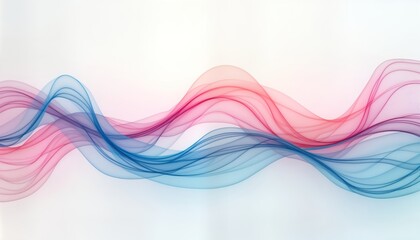 Poster - Abstract design with smooth flowing lines in pastel colors pink, blue. Soft waves on white background. Modern illustration with curves, smooth shapes. Abstract background art ideal for digital design
