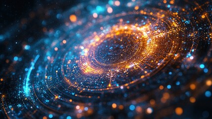 Wall Mural - galactic convergence of light and color cosmic space digital art abstract environment close-up view 