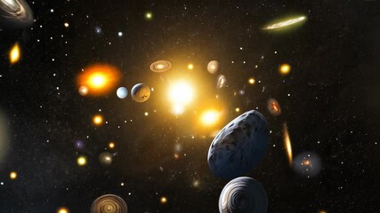 Wall Mural - cosmic exploration reveals a vibrant galaxy filled with celestial bodies and luminous stars in the v
