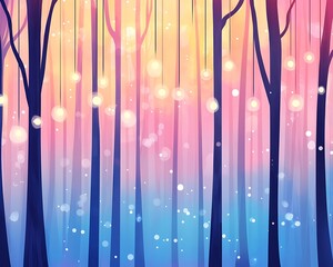 Poster - Magical Forest with Soft Pastel Lighting Effects