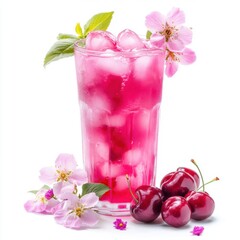 Wall Mural - delicate pink juice made with cherries lychee 