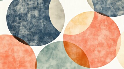 Wall Mural - abstract design with overlapping textured circles in various colors, offering a visually stimulating