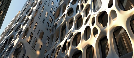 Wall Mural - abstract building facade with organic, porous design.