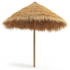 Wall Mural - Thatch umbrella, beach parasol, isolated on white background.