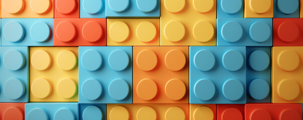 Poster - Building a vibrant and lively atmosphere with colorful plastic construction blocks