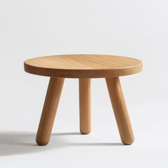 Poster - Simple round wooden three-legged side table.