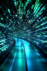 Poster - Futuristic Digital Data Tunnel Representing Speed and Connectivity in a Technological World : Generative AI