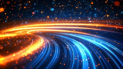 Leinwandbilder - Vibrant Futuristic Light Streaks in Blue and Orange Motion Design : Generative AI