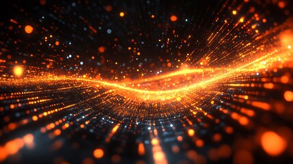 Poster - Orange and Black Abstract Digital Light Wave Representing Energy and Technology : Generative AI