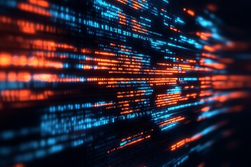 Leinwandbilder - Futuristic Digital Abstract Background with Blue and Red Glowing Lines : Generative AI