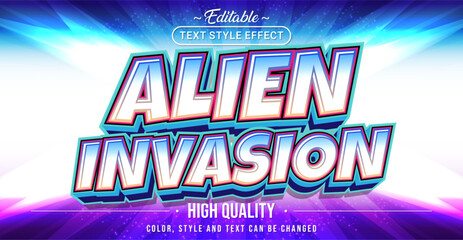 Poster - Editable text style effect - Alien Invasion text style theme.