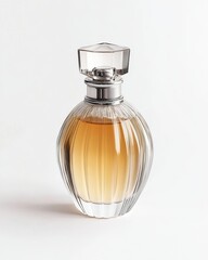 Elegant amber perfume in a glass bottle.