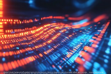 Fototapete - Flowing Data Streams in Futuristic Blue and Red Gradient Aesthetics : Generative AI